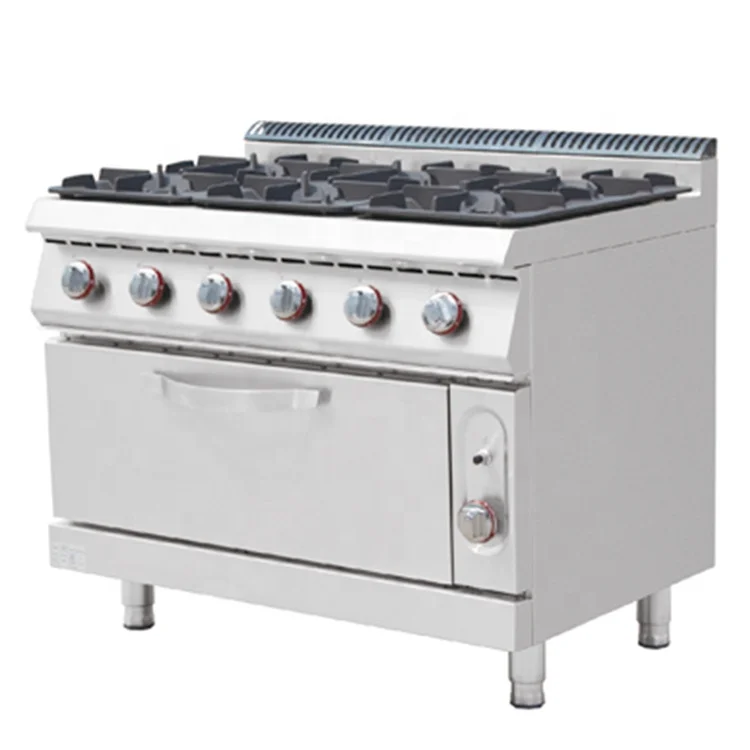 

Commercial Gas Range Stove Kitchen standing Gas 6 Burner Stove Stainless Steel Table Silver CE Free Spare Parts 0.8-1.2mm