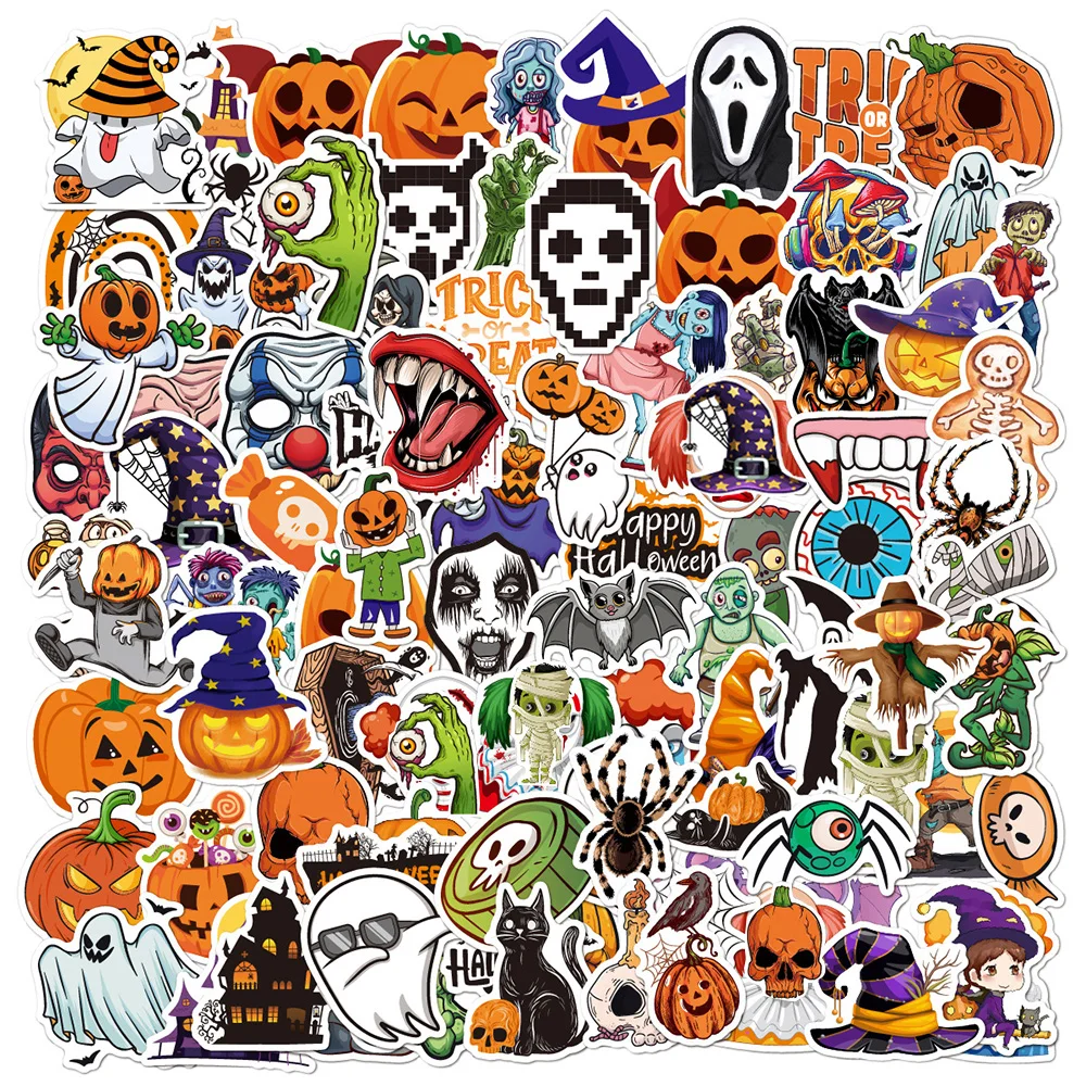 10/30/50/100pcs Cartoon Halloween Stickers for Kids Pumpkin Witch DIY Notebook Cup Water Bottle Decoration Horror Sticker Decals