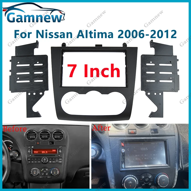 7 inch 2 Din Car Radio Fascia For Nissan Altima 2006-2012 Stereo Frame Panel Dash Installation Bezel