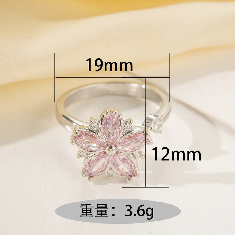 Fashion Cherry Blossom Anxiety Ring Fidget Spinner Rings for Women Cute Cat Bee Bunny Butterfly Rotating Ring