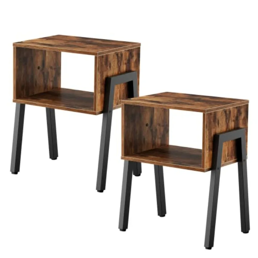 

Small Nightstands Set of 2 Stackable End Tables Side Tables Bedside Tables with Open Storage Shelf for Small Spaces Bedroom Liv