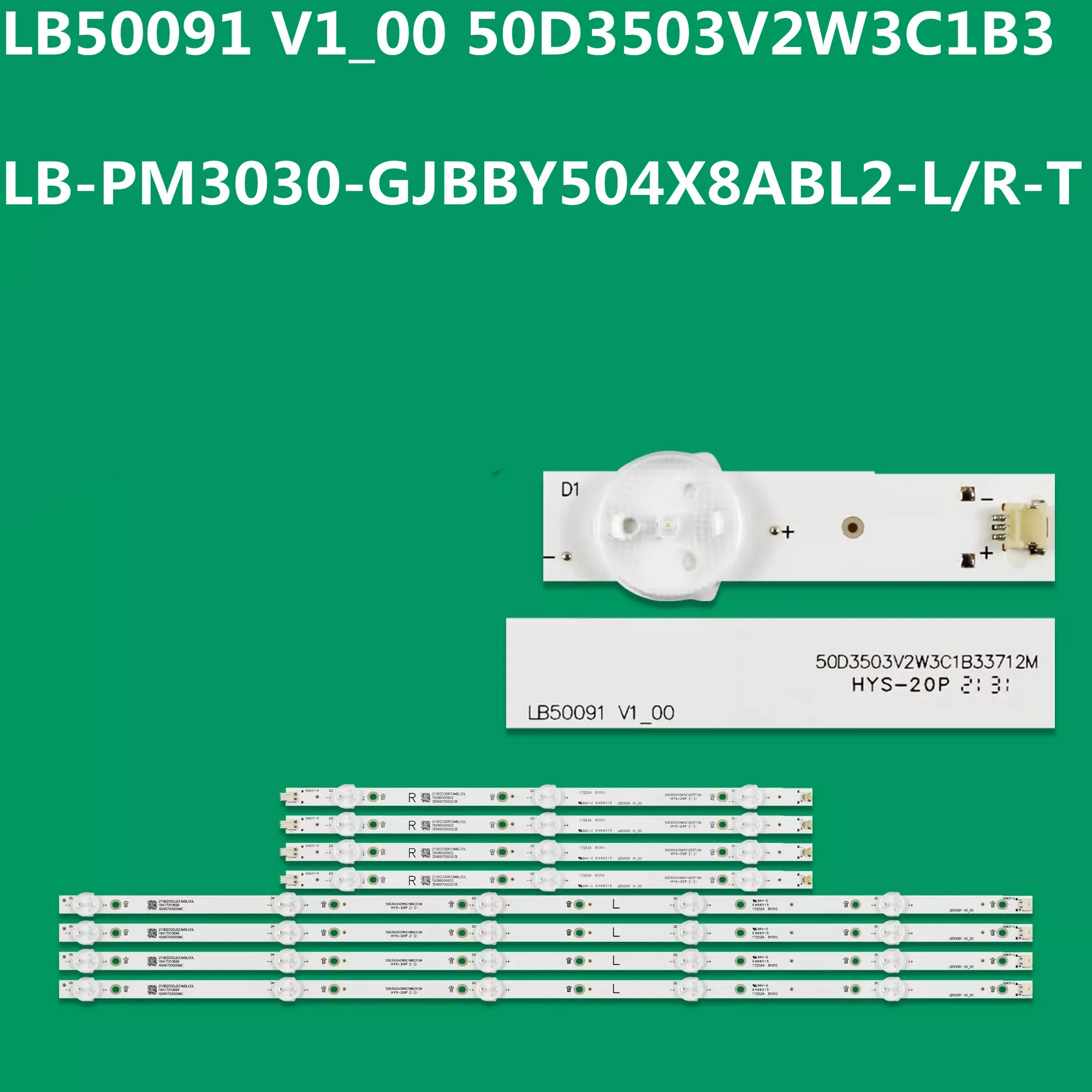 

LED Backlight Strip LB50091 V1_00 50D3503V2W3C1B3 LB-PM3030-GJBBY504X8ABL2-L/R-T For LC-50LB601U NS-50DF710NA19 TPT500B5-U1T01D