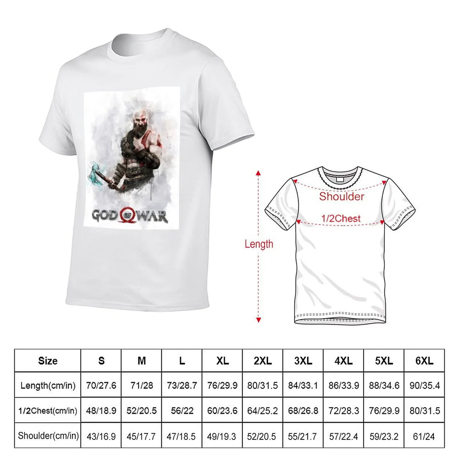 Kratos watercolor T-Shirt summer 2025 rapper graphic tees vintage mens t shirt