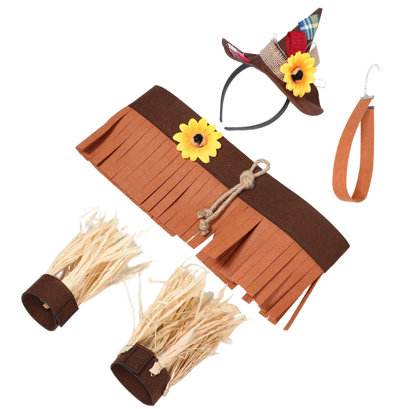 

Хэллоуин пугало костюм набор фетровая шляпа волшебника повязка на голову соломенные манжеты вечерние карнавал праздничные аксессуары