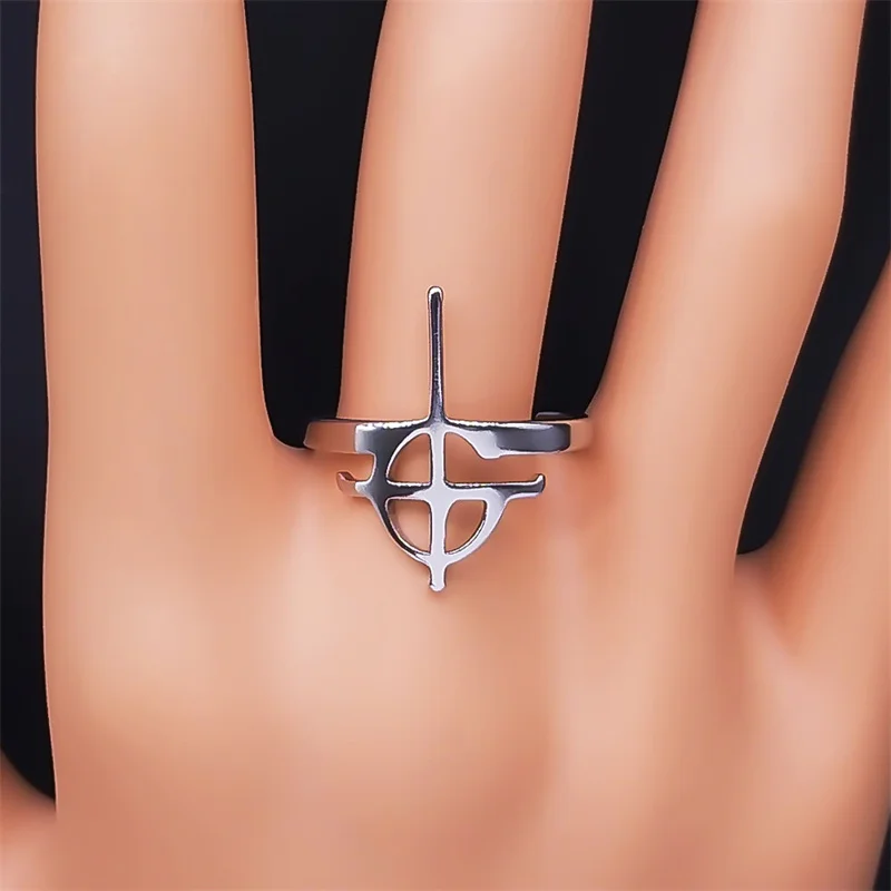 Mysterious Cross Ghost BC Nameless Ring for Women Stainless Steel Ghoul Rock Band Pope Papa Emeritus Mask Finger Ring Jewelry