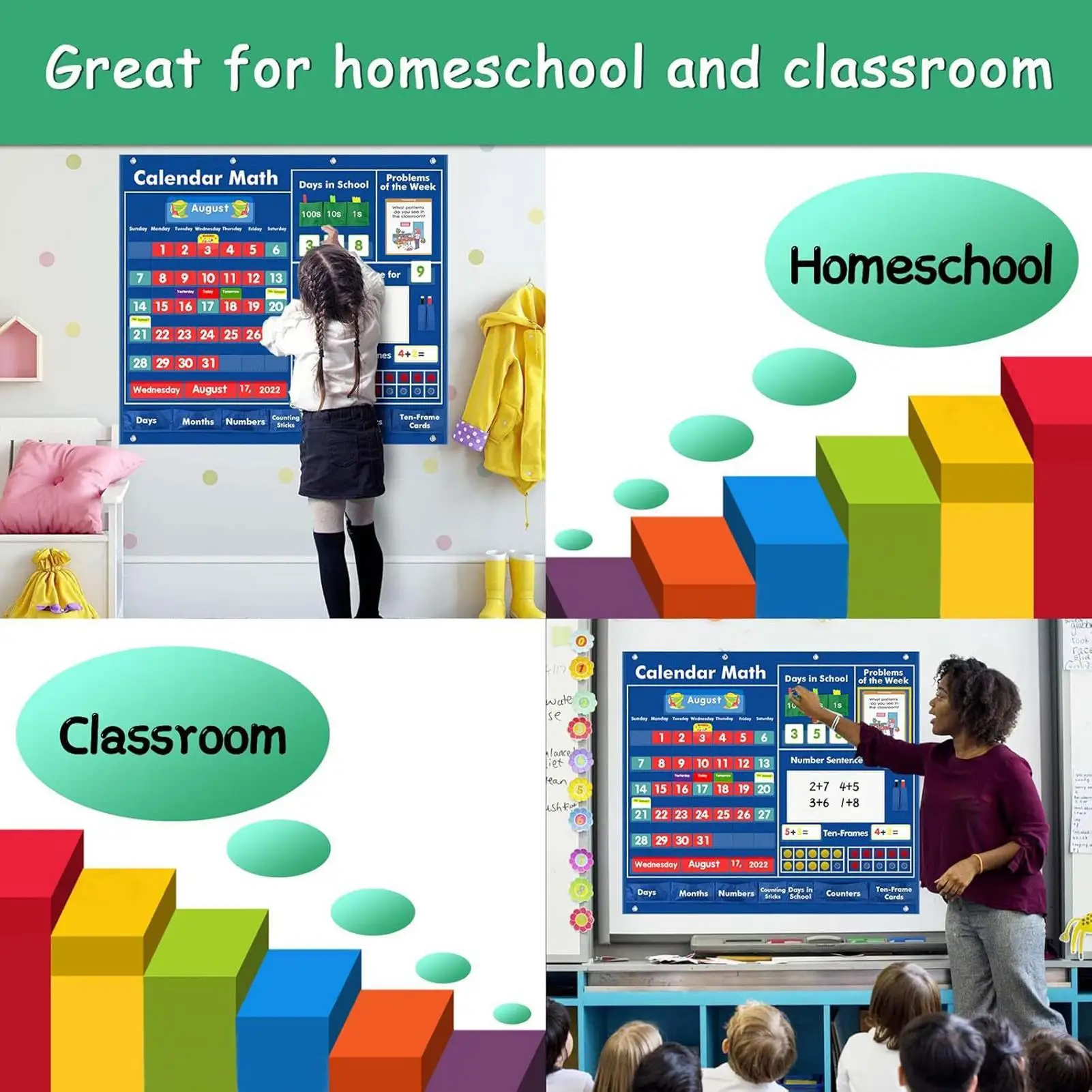 Pocket Chart Classroom Modular Aid Activities Math Activities Pocket Chart For Kids Boy Teacher Parent Holiday Classroom Home