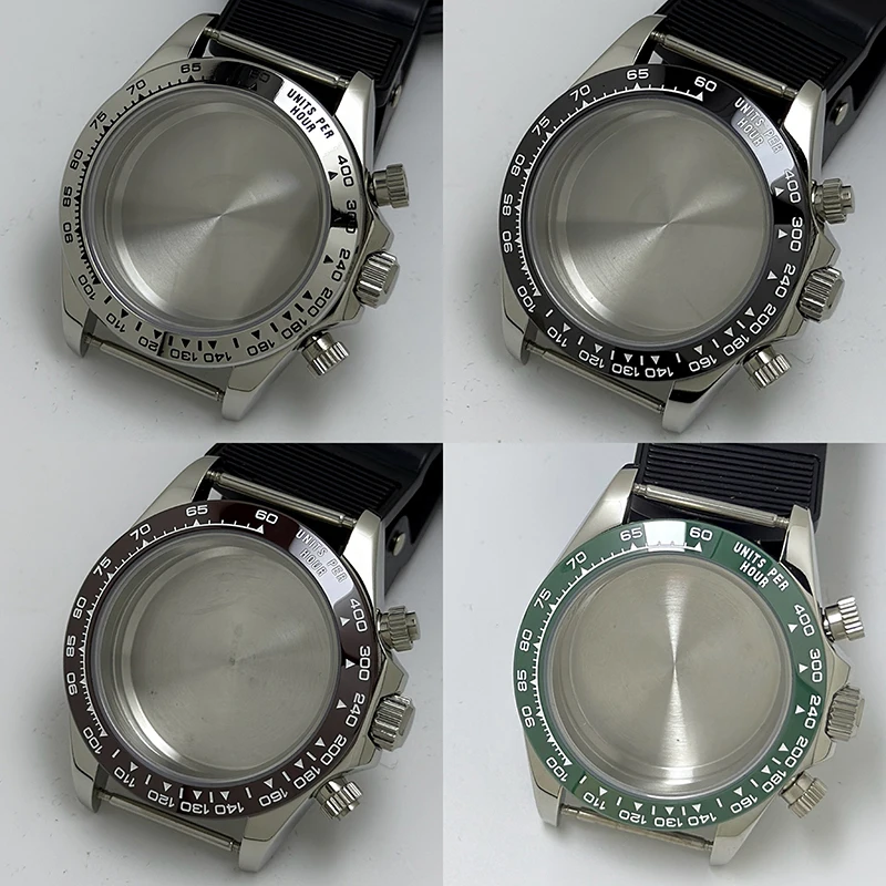 316L Stainless Steel 39mm VK63 Silver Watch Case Sapphire Glass Ceramic/Steel Bezel Fit VK63 Quartz Movement Watch Accessories