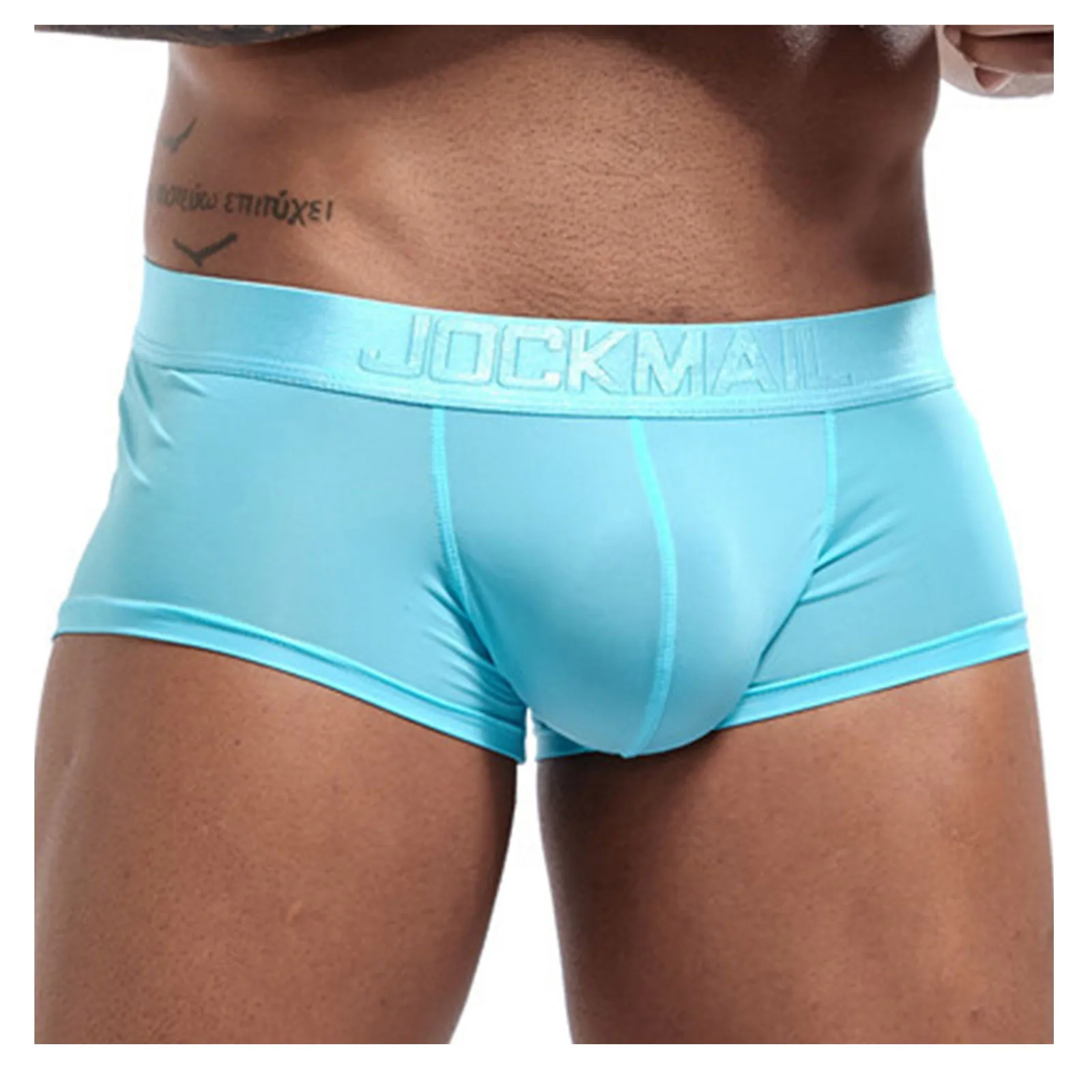 

Solid Color Boxer Men's Ice Silk Underwear Sexy Underpants Shorts Male Letter Print Panties Pouch Soft Briefs Cuecas