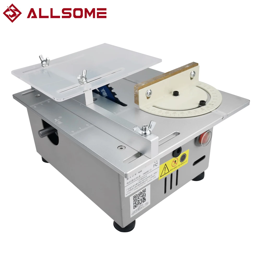 ALLSOME T4 Mini Table Saw Handmade Woodworking Bench Lathe Electric Polisher Grinder DIY Circular Cutting Saw Blade