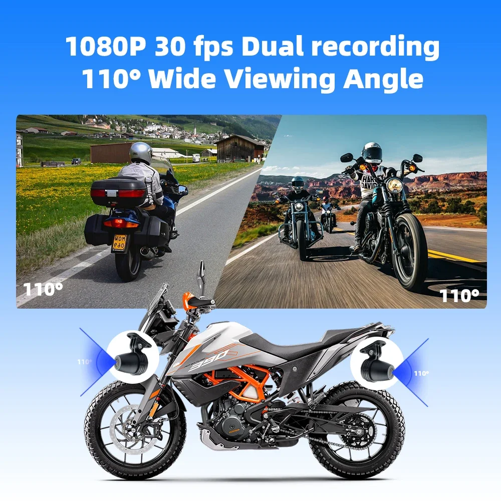 EKIY 5-Zoll-tragbares Motorrad-LCD, wasserdicht, Moto-Display, WiFi, GPS, Dashcam, vorne und hinten, Fahrvideorecorder, Black Box