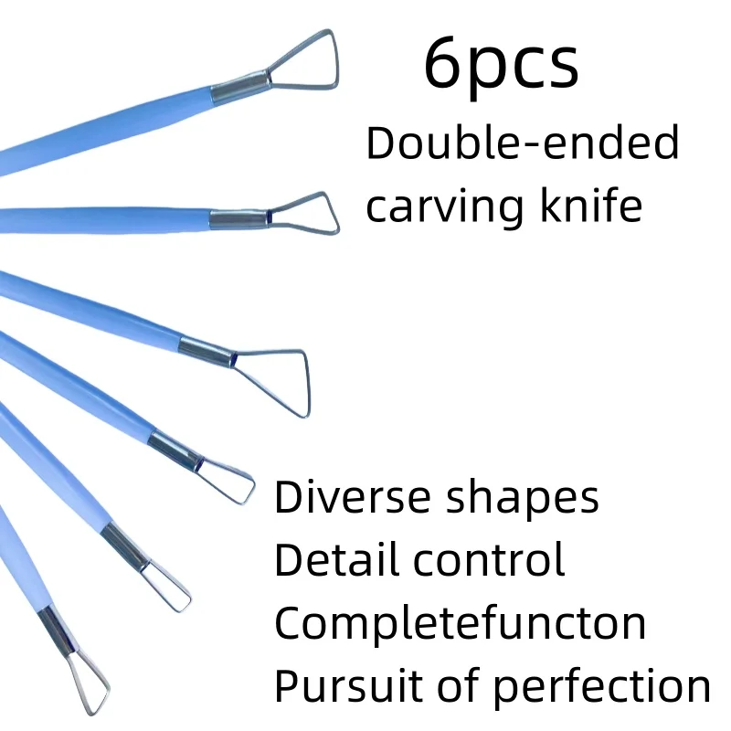 6 pieces of stainless steel double head pottery carving knife DIY handmade fruit and vegetable sculpture tools