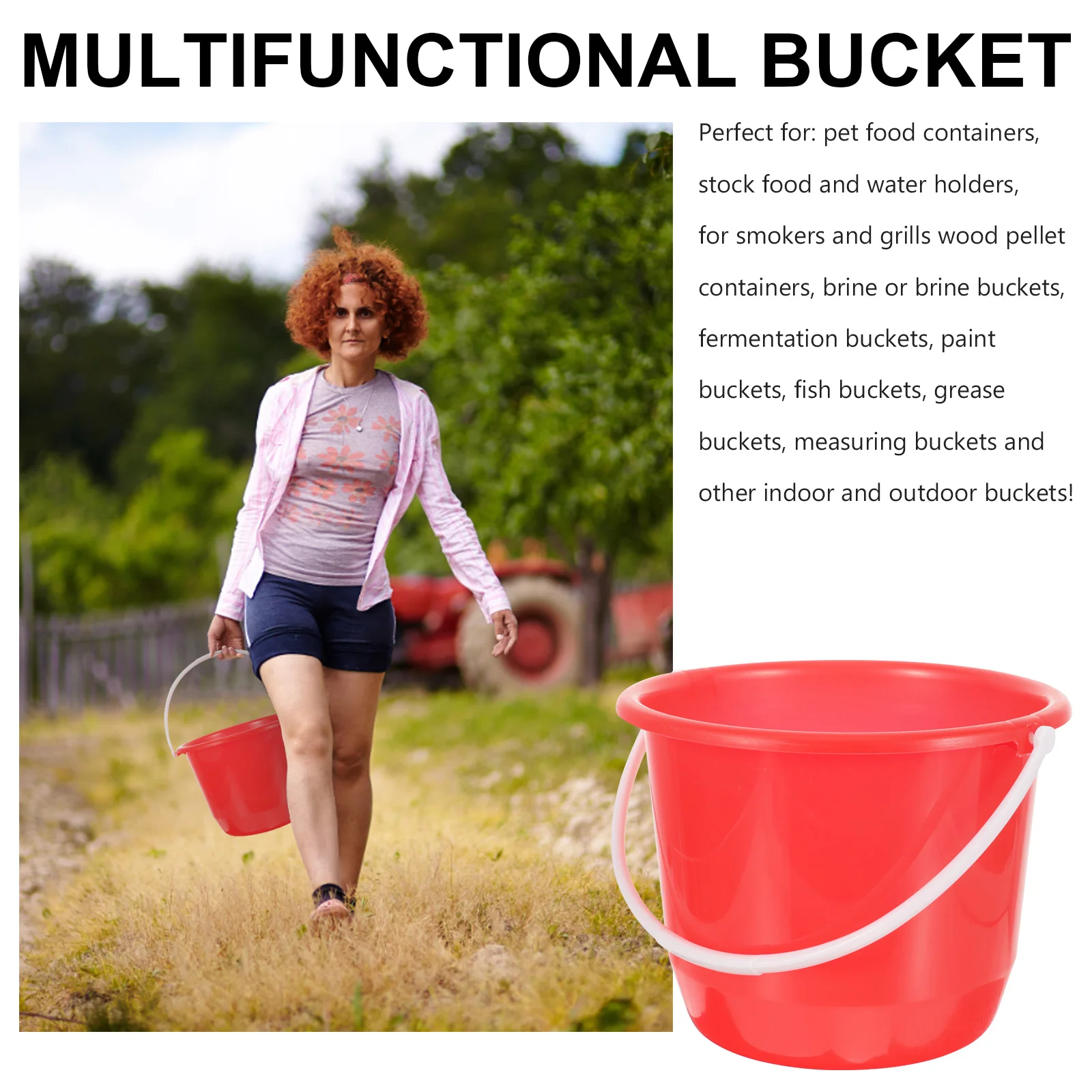

Household Water Bucket Plastic With Handle Multipurpose Cleaning Gardening Portable Storage Container Home Red