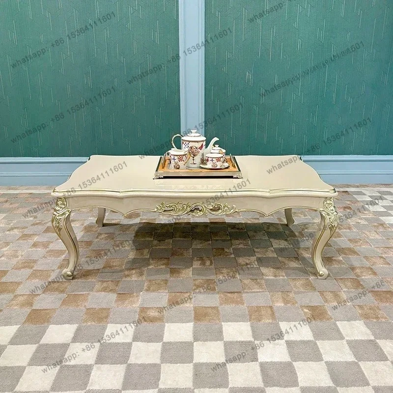 

French large coffee table European living room tea table small apartment tea table solid wood carving flower neoclassical
