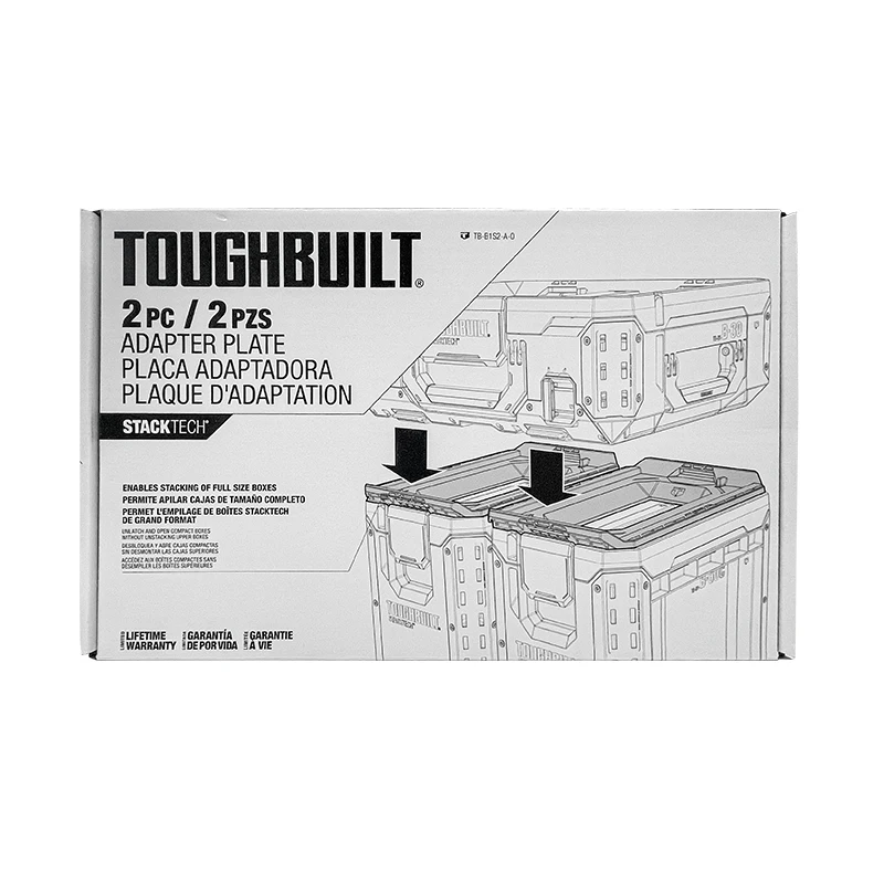 TOUGHBUILT Stapelbarer Werkzeugkasten mit spezieller Adapterplatine, zwei Sätze