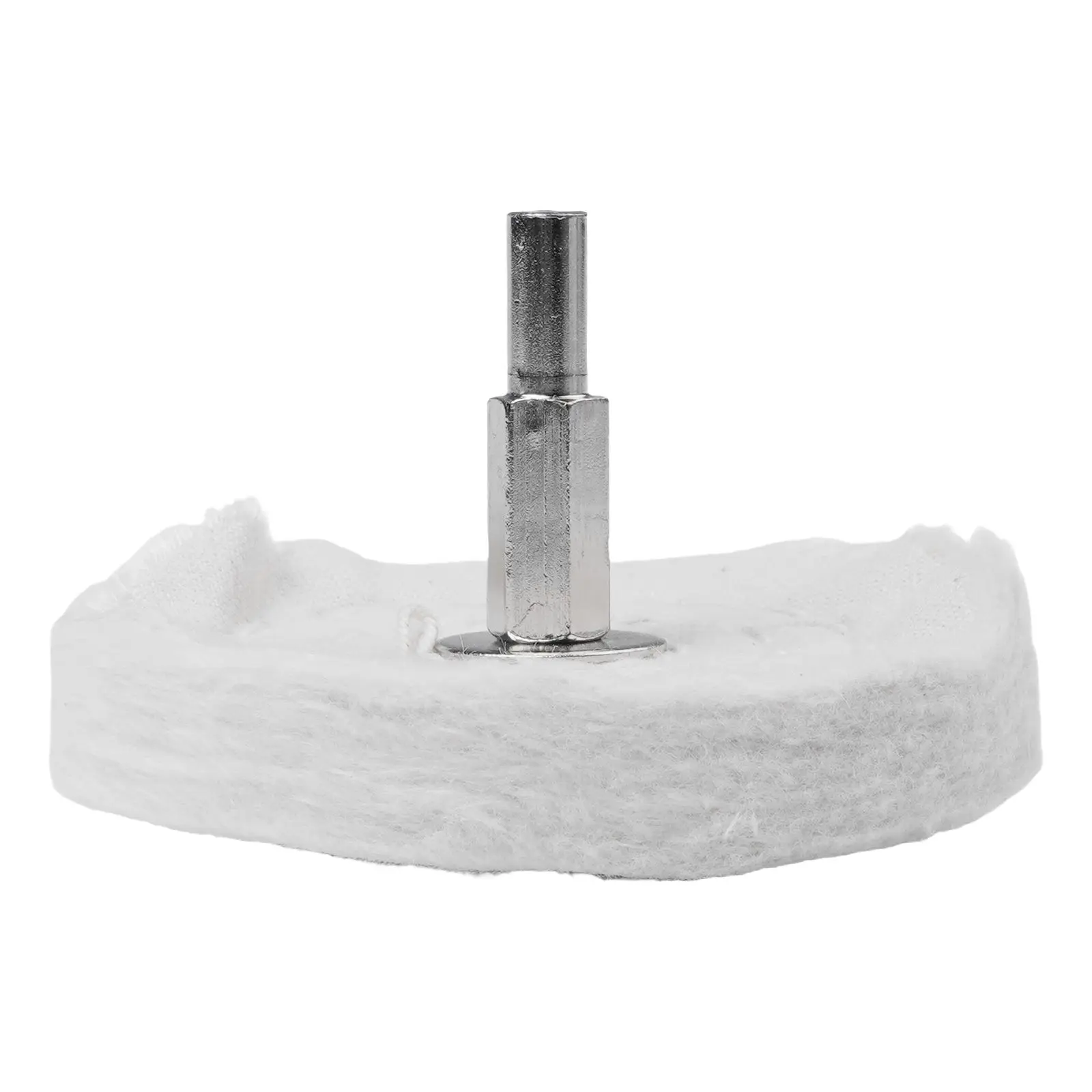 1Pc 흰색 천 연마 걸레 휠 패드 버핑 연마 휠 (전원/배터리 드릴 버핑 그라인더 용 6mm 연결 막대 포함)