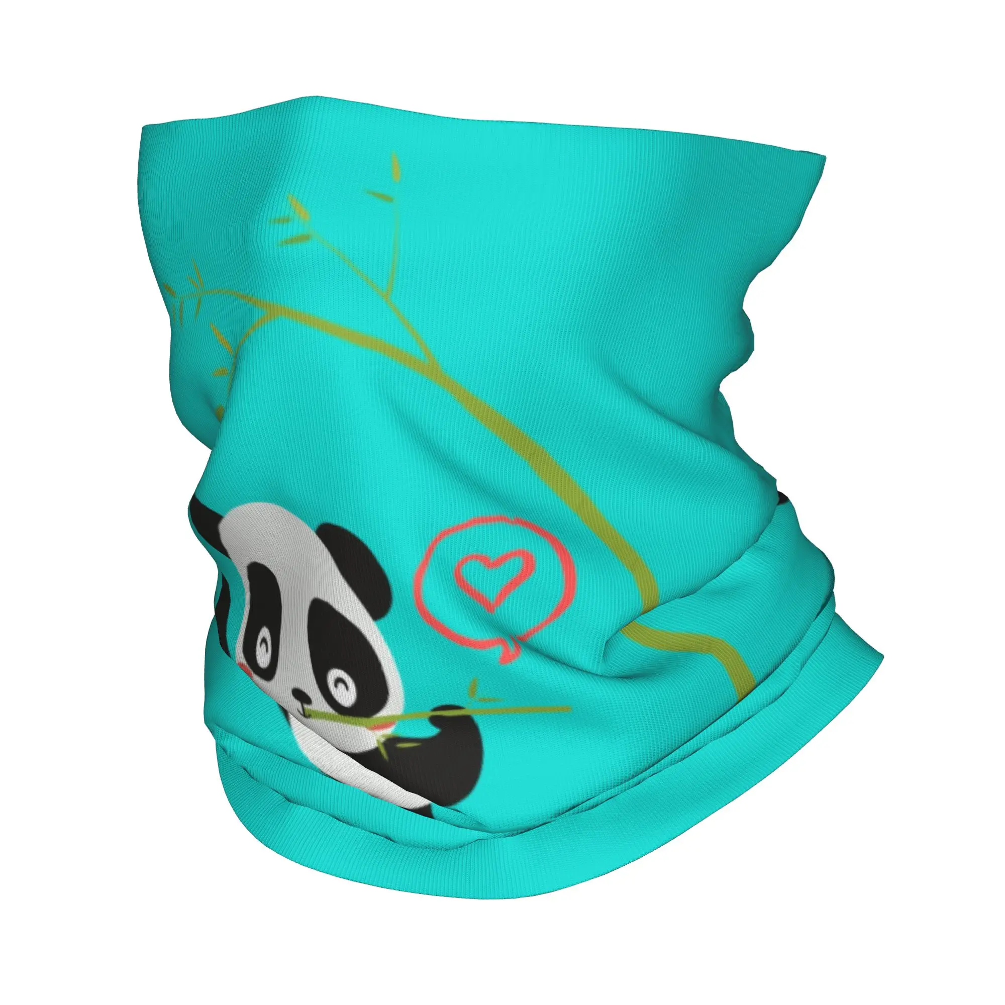 Custom Bamboo Panda Loves You Bandana Winter Neck Warmer Women Windproof Wrap Face Scarf for Hiking Animal Cartoon  Headband