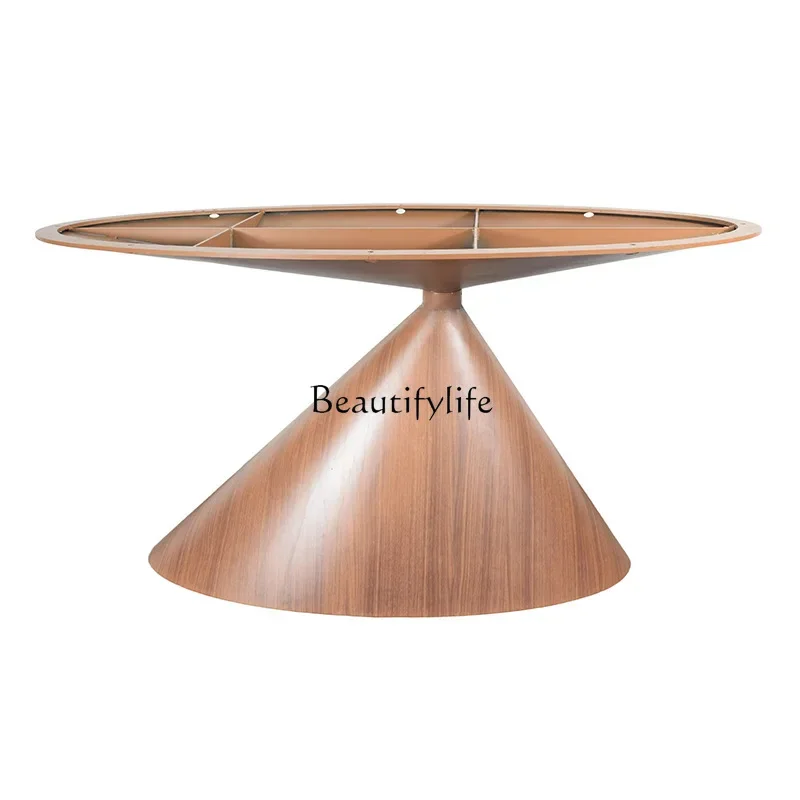 

ls 27Iron wood grain color table foot oval light luxury dining table foot walnut base