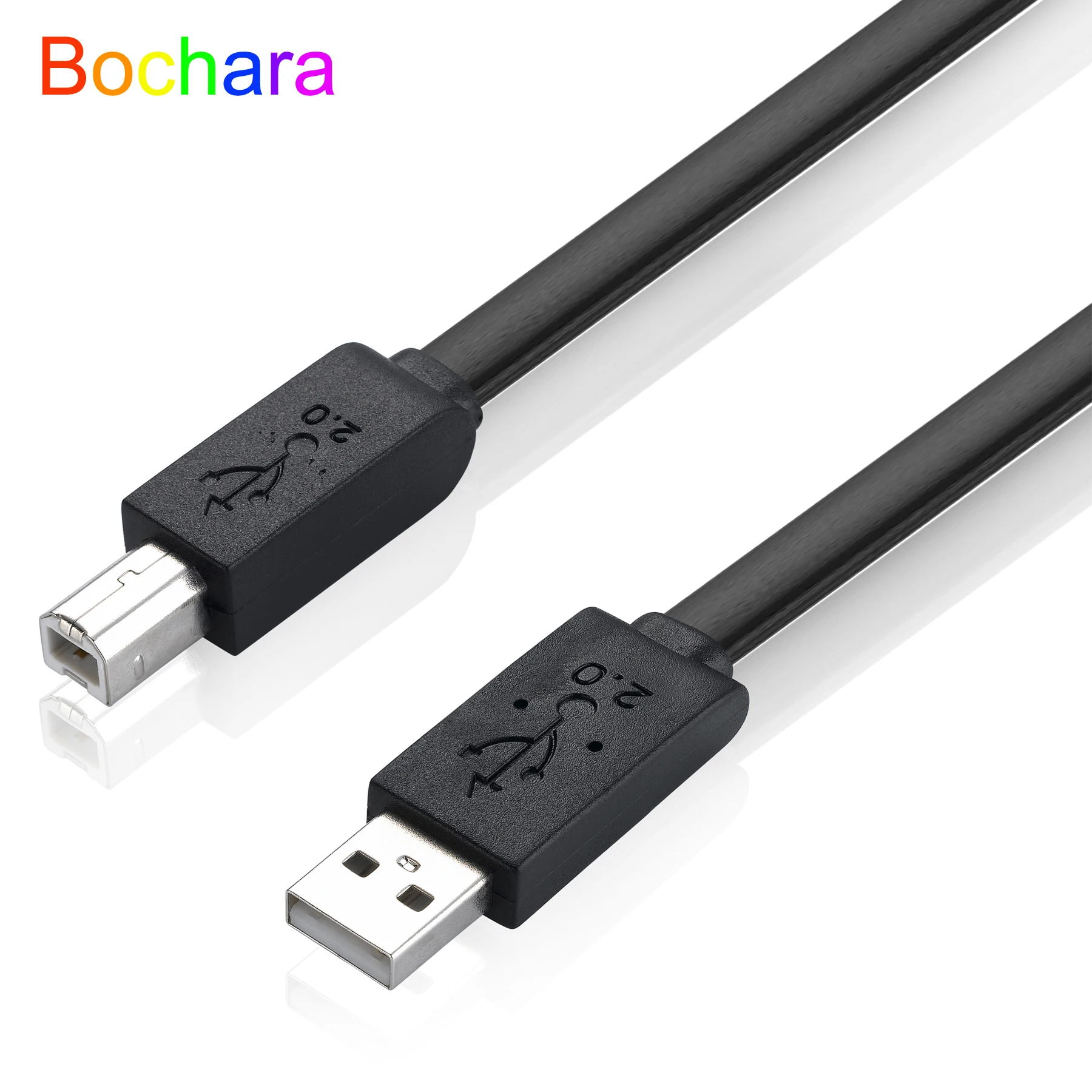 Bochara Flat USB 2.0 Printer Cable Type A Male to Type B Male Pure Copper Cores For Printer 30cm 3m 5m