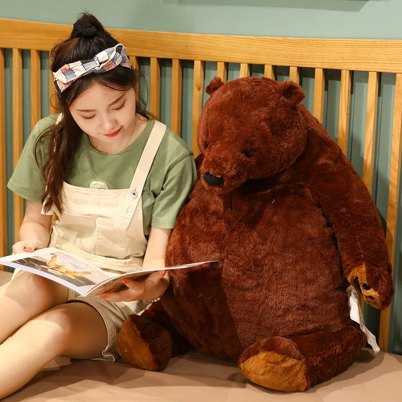 40-100cm Simulation Brown Bear Plush Toy Giant Teddy Bear Stuffed Animals Soft Cushion Doll Birthday Gifts for Girl Kids