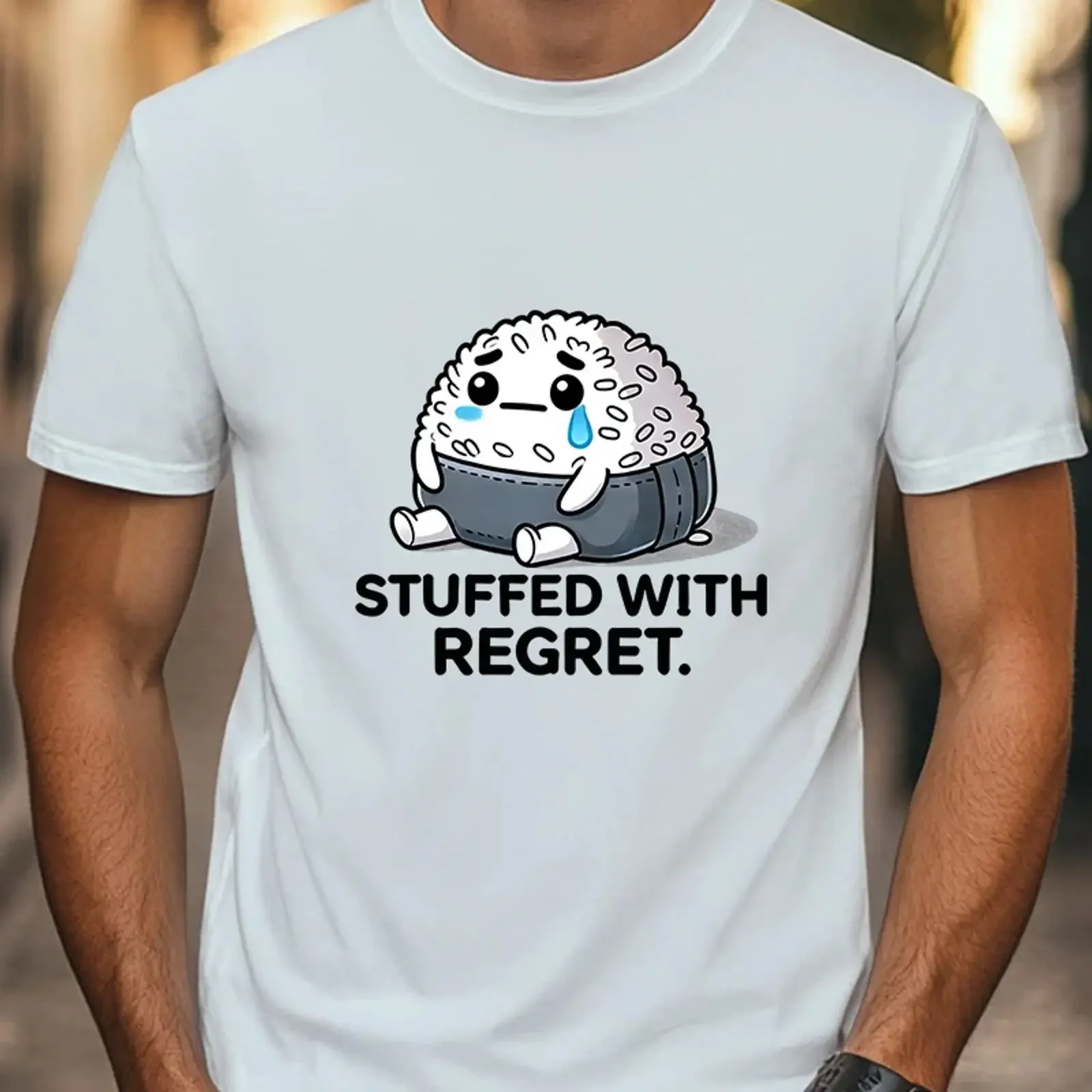Stuffed With Regret T Shirt Funny Overeating Sushi Image 1 of 4 vintage Washed Stretched Unisex designer clothes Versatile