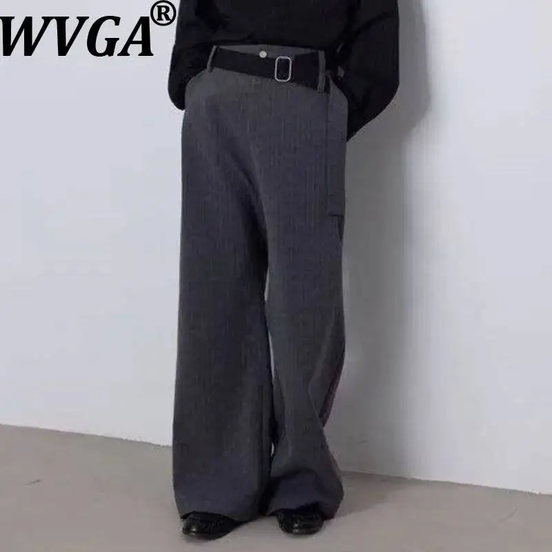 

WVGA New Men's Draped Design Trendy Striped Trousers Y2K Spring Autumn High-End Straight Niche Chic Casual Suit Pants Ins W23161