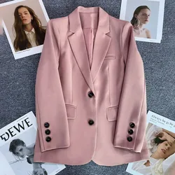 Elegant Office Lady Blazers for Women 2025 Fashion Long Sleeve Single Button Blazer Coats Female Top Suit Jackets Outerwears