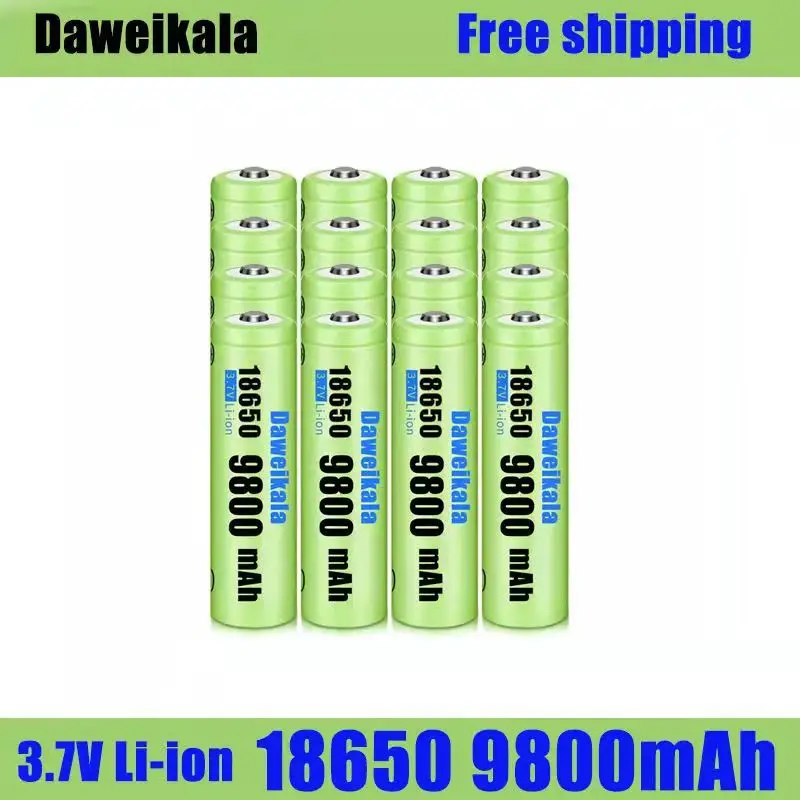 대용량 리튬 이온 충전식 배터리, 손전등 토치 헤드램프 배터리, 3.7V, 18650, 9800mAh, 신제품