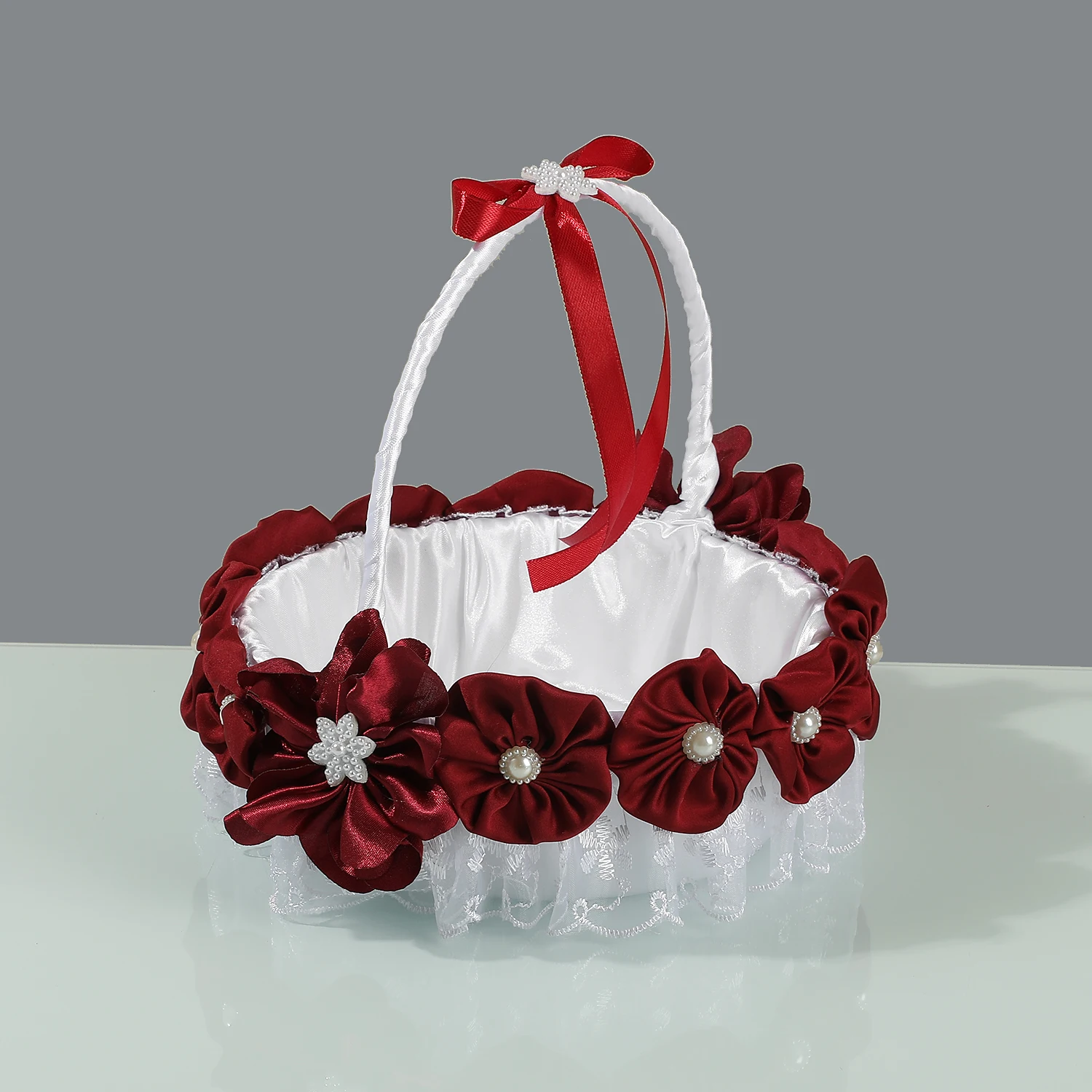 Gardening Tools Girls - Elegante Cestino Floreale Bordeaux per Damigella