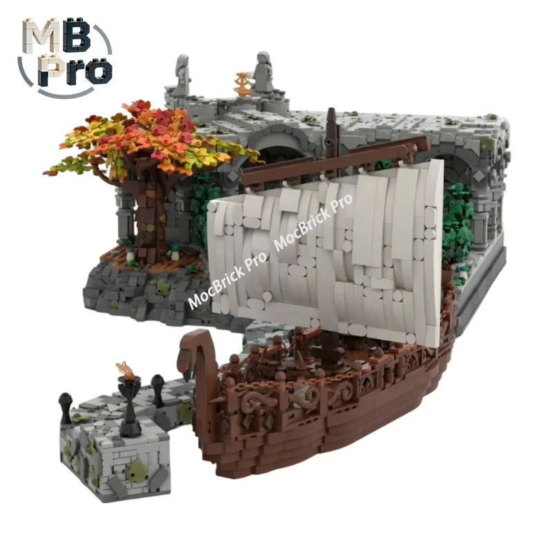 Magical Elf Coastal Port MOC Bricks Set Fantasy Woodland Seaside Dock Castle Educational Assembly Hobby Toy