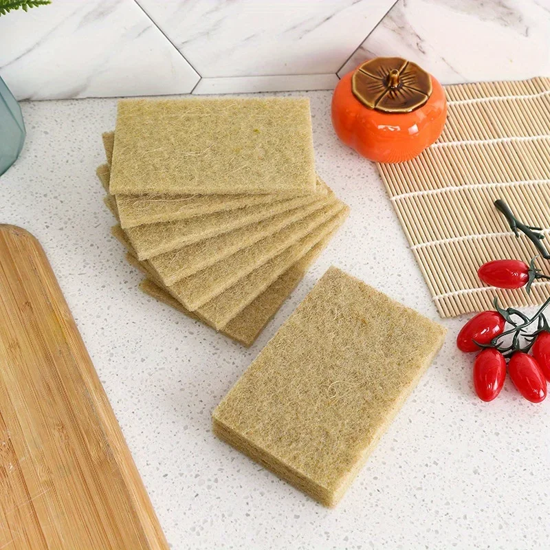 5pcs Coconut Fiber Scouring Pads - Non-Woven, High-Quality Reusable Exfoliating Pads for Kitchen and Living Room Cleaning
