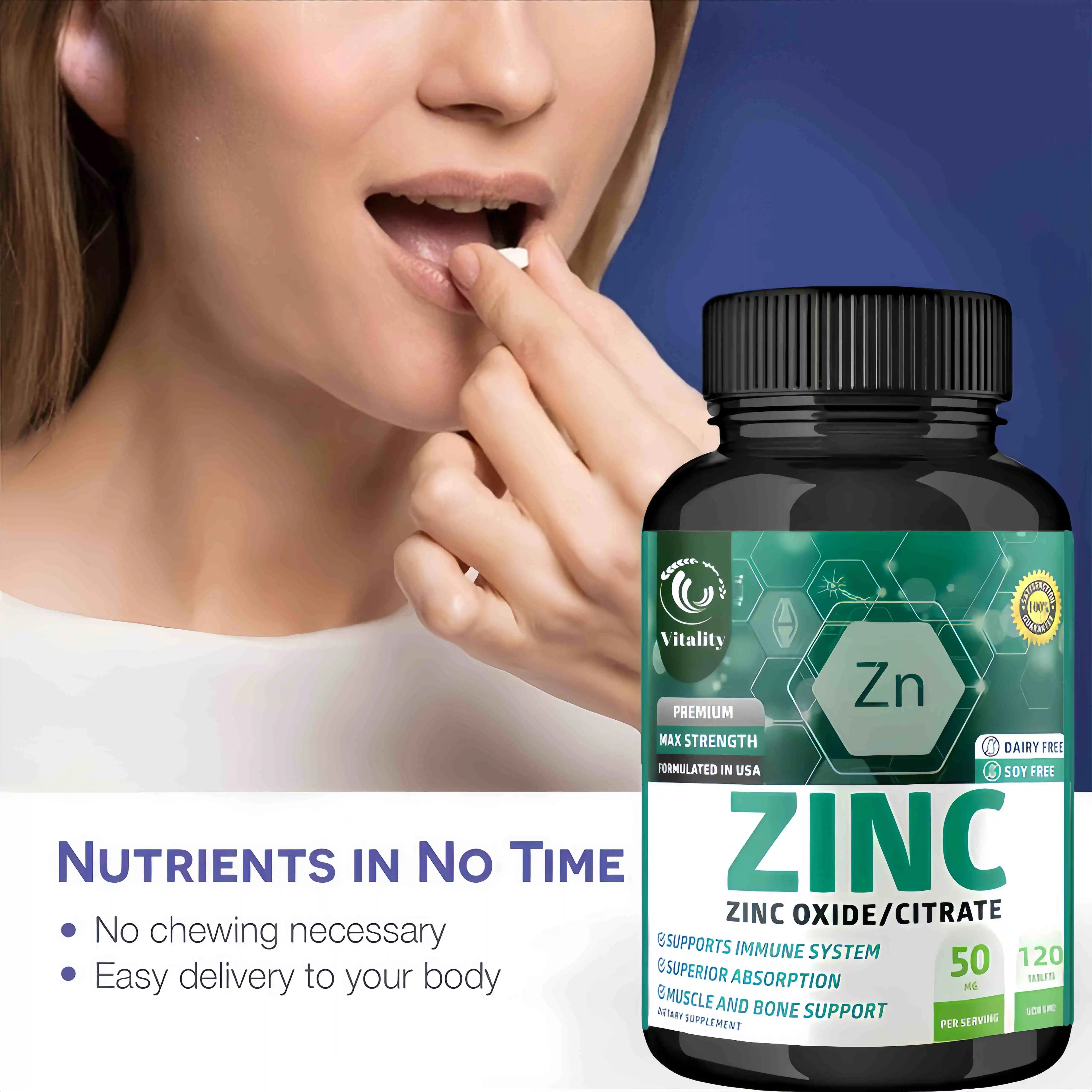 Zinc  - Best Absorbed Zinc Supplement - Immune System Booster, Hair, Skin, Nails, Fertility, Powerful Antioxidant