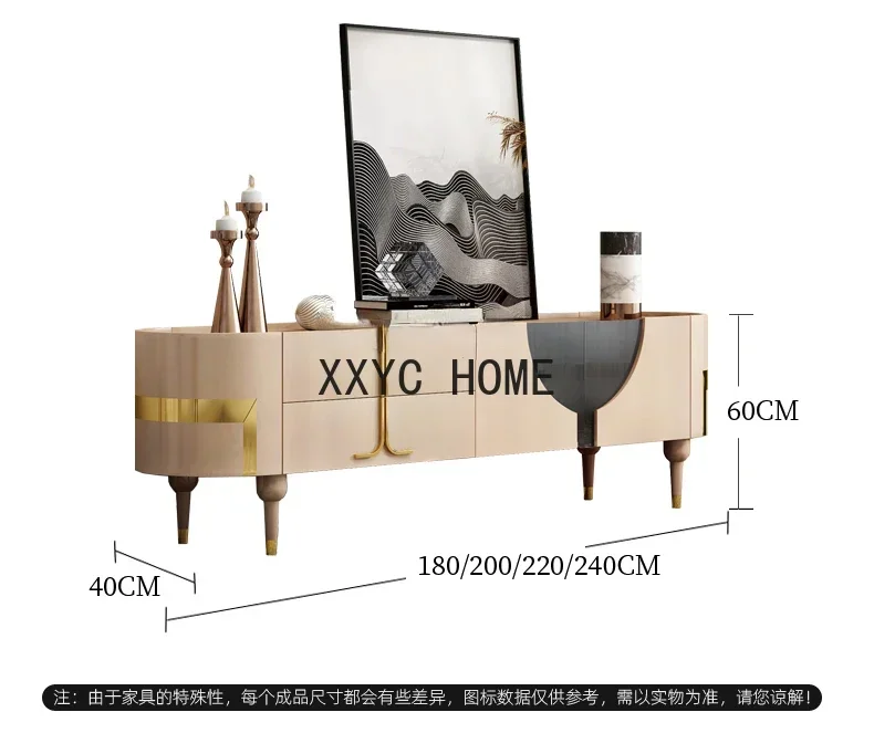 Mueble de TV italiano ligero de lujo, mueble de TV minimalista moderno, mueble de piso alto para dormitorio principal