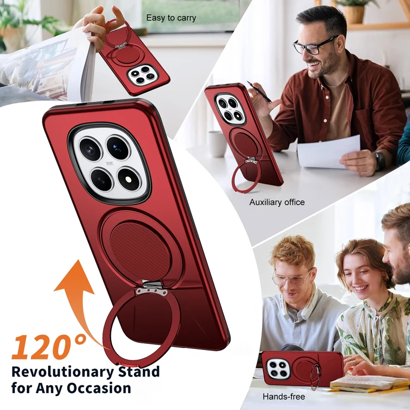 

For Xiaomi POCO M8 Pro Case ELVEV Magnetic Shockproof Hard PC + Soft TPU with Rotating Ring Bracket Cover for POCO M8