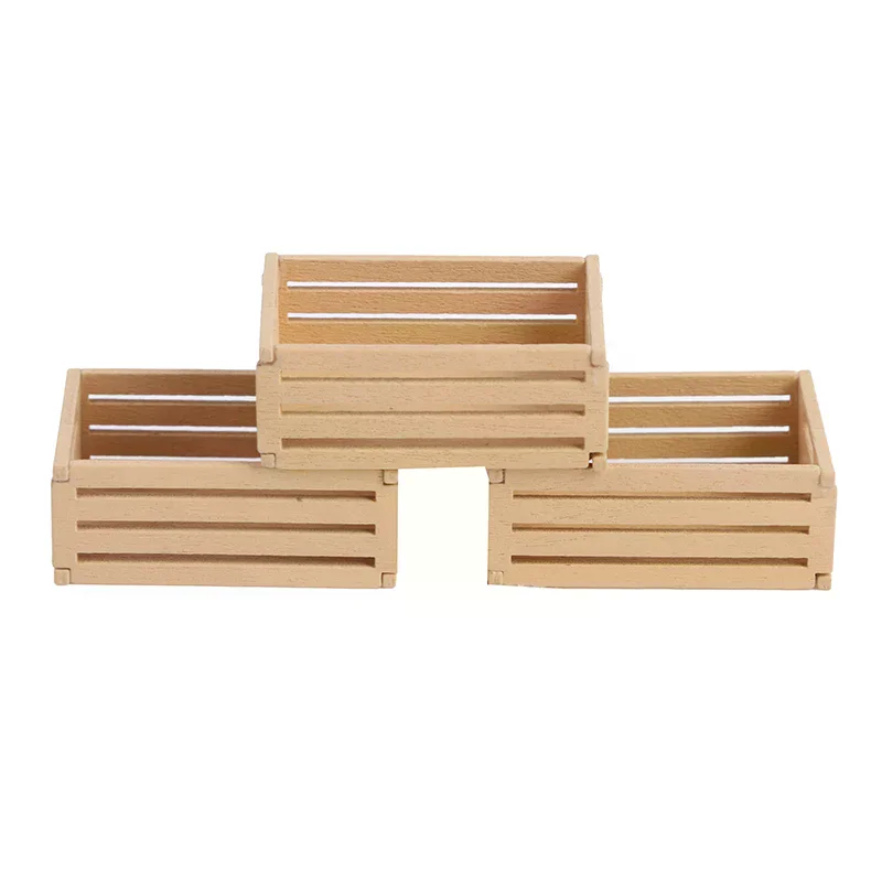 3pcs 1:12 Dollhouse Miniature Mini Wooden Fruit Frame Model Furniture Accessories For Doll House Decor Kids Pretend Play Toys