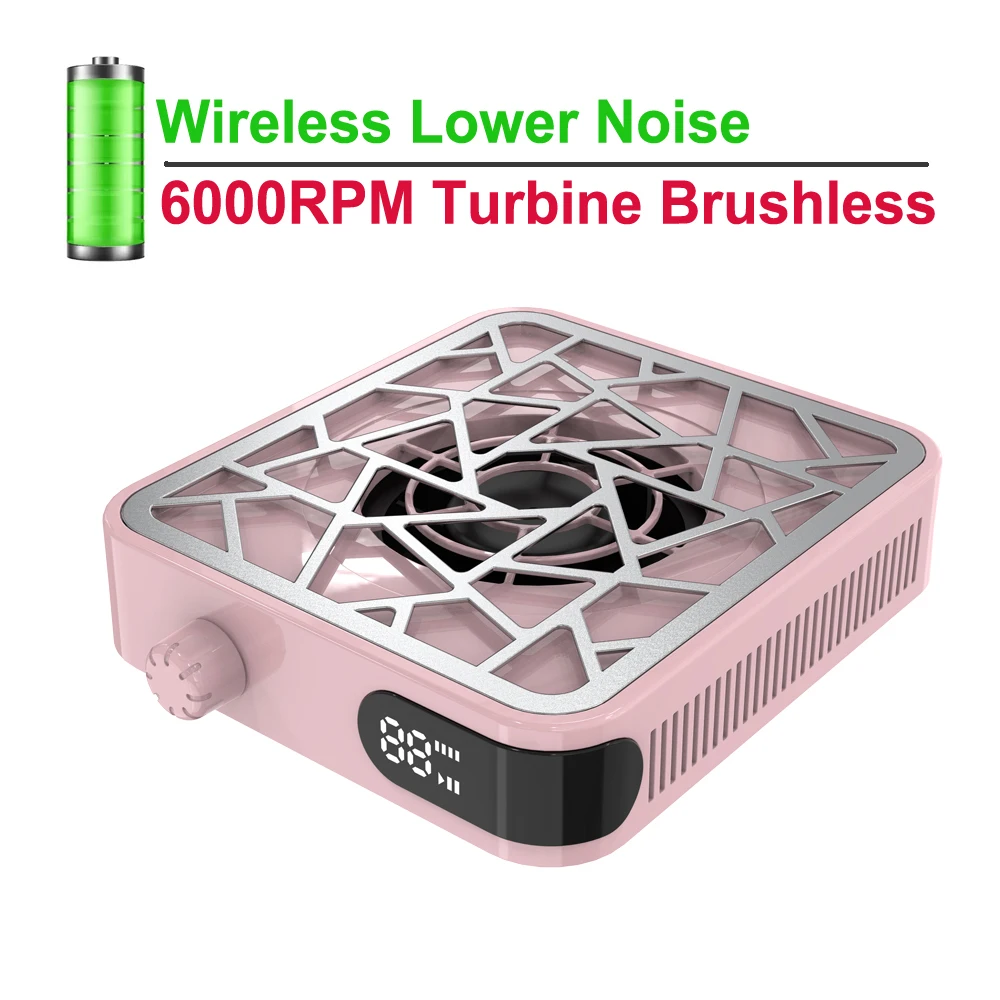 

Mini Brushless Turbo Nail Dust Machine HD Display Adjustable Speed Portable Rechargeable Vacuum Cleaner for Manicure Lower Noise