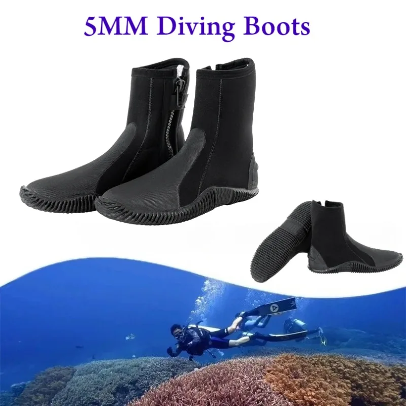

With Side Zipper 5mm Neoprene Dive Boots Men Women Wetsuit Boots Snorkeling Scuba Diving Water Sports Accessories