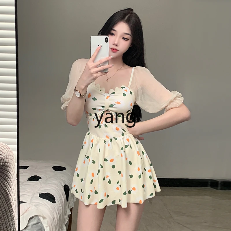 LMM swimsuit women's summer dress conservative small fresh slightly fat girl hot spring swimsuit