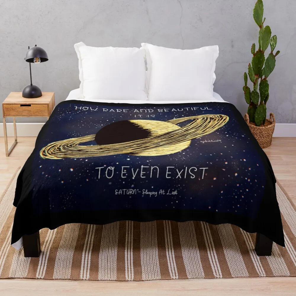 Saturn - Sleeping At Last Throw Blanket Retro Blankets Weighted Blanket