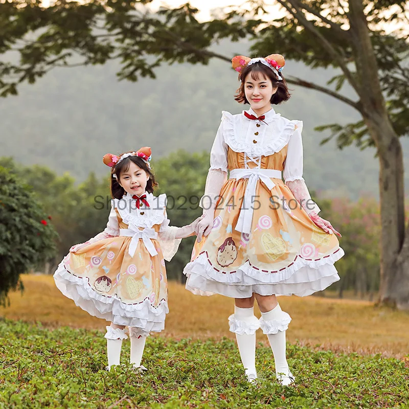 2023 Anime Game Role Play New Parent-child Styles Lolita Dress Cute Sweet Mother and Daughter Clothes Family Matching Outfits