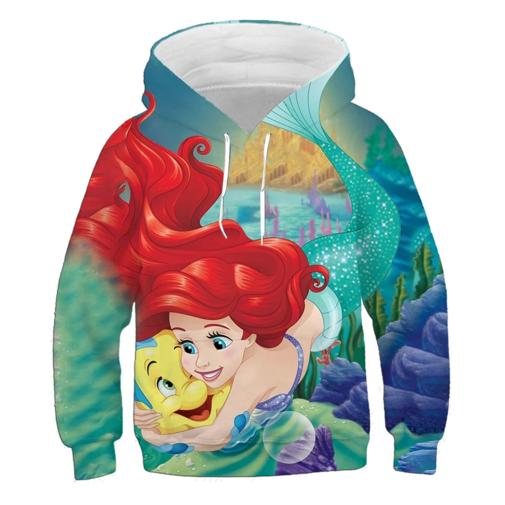 

Disney Mermaid Princess Autumn and Winter Children's Long Sleeve Winter Casual Loose Comfortable Hoodie