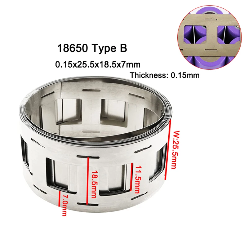 10M 2P 18650/21700 vernickelte Streifen 0,15x27mm Abstand 20,2mm verwendet für Batterien Punktschweißen DIY Akku – Detail 4