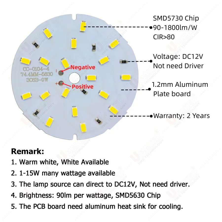 10pcs DC12V 5W 50mm LED SMD5730 chip led PCB with smd for bulb light, lighting source aluminum plate base with led chip diy bulb