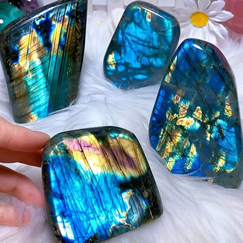 High Quality Natural Rainbow Flash Labradorite in a Freeform Shape, a Striking Standing Sculpture,Blue Energy Gemstone crystal