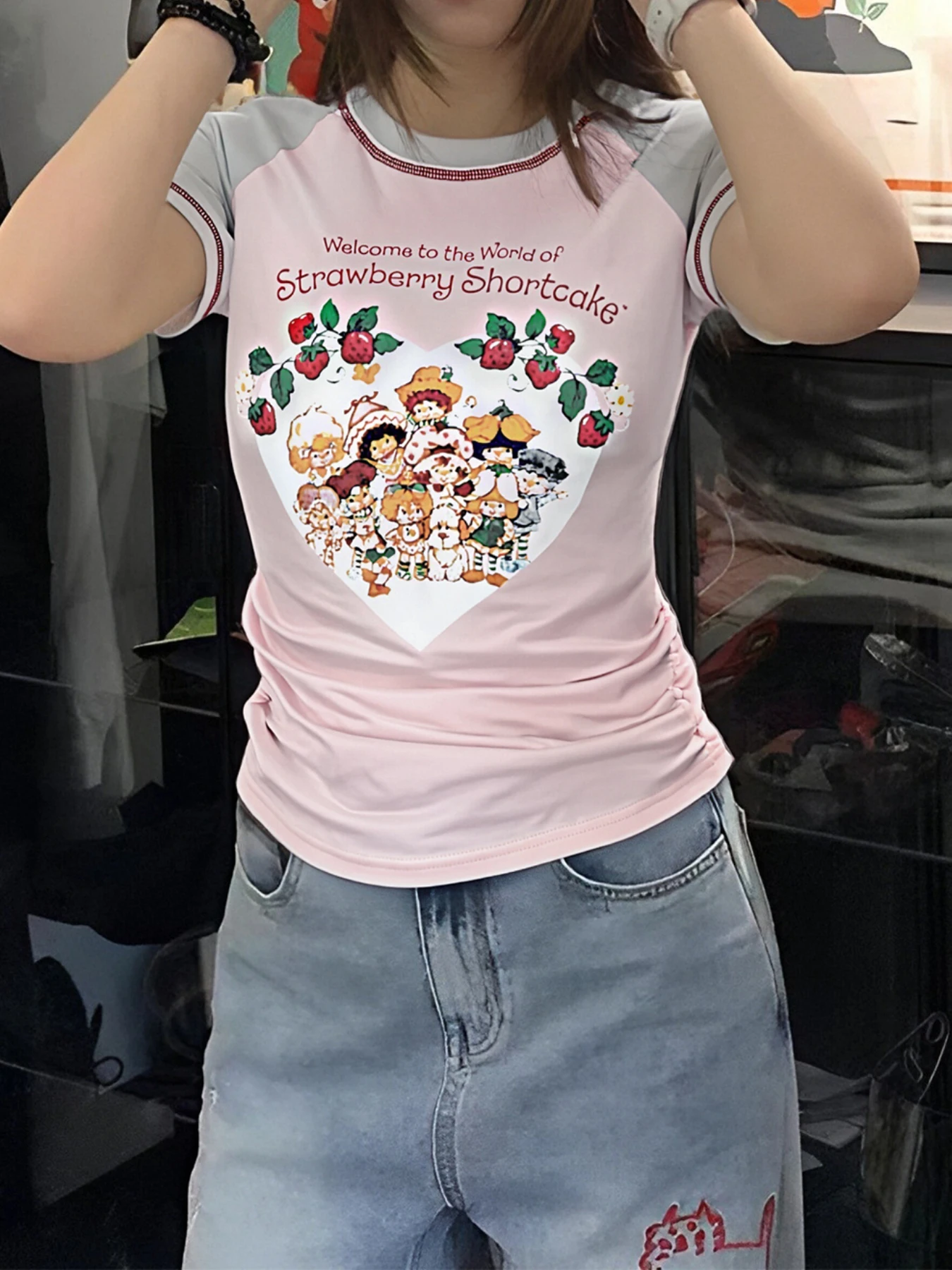 

AODEBIAO Summer Women's T-shirt Short Sleeve O-Neck Fashion Print Sweet T-shirt Top Gothic Y2K Casual Bodycon Streetwear T-shirt