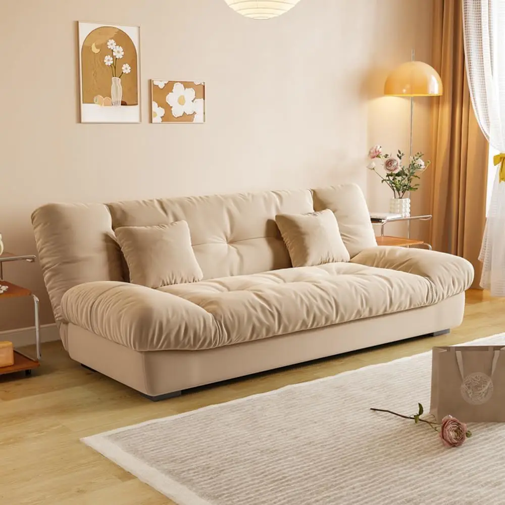 

Cotton uton Soa Bed Adjustable Backrest ern Multiunctional Sleeper Soa with Solid Wood e or Home Hotel Oice, 63" L x 29.5" W x 3
