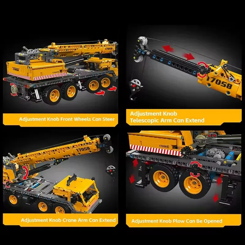 Mould King 17058 Technical Car Building Block Mechanical Crane Model Assembly MOC Engineering Truck Toys Kids Christmas Gift