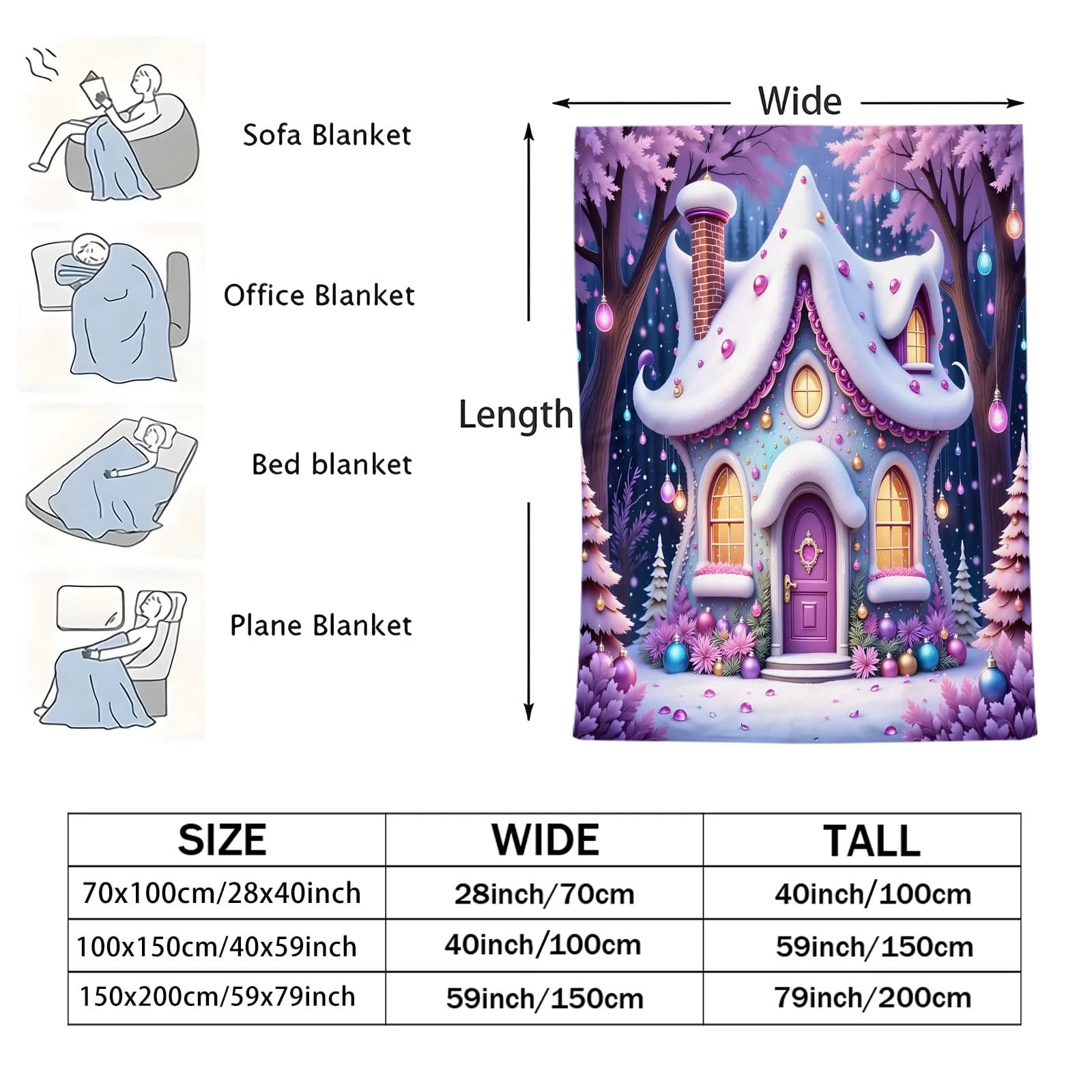بطانية ثلج حمراء نابضة بالحياة وبطانية صوف على شكل قلعة كاندي مملكة الحلوى الملونة - رمي ناعم بطابع غريب الأطوار كهدية لديكور غرفة المعيشة