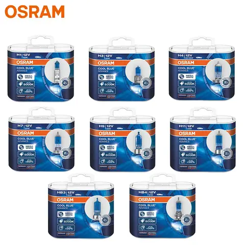 OSRAM H7 H3 H4 Cool Blue Advance H1 H9 H11 9005 9006 HB3 HB4 Halogen Lamps For Cars Fog Lamp Headlight 5000K 55W 12V (2 Pieces)