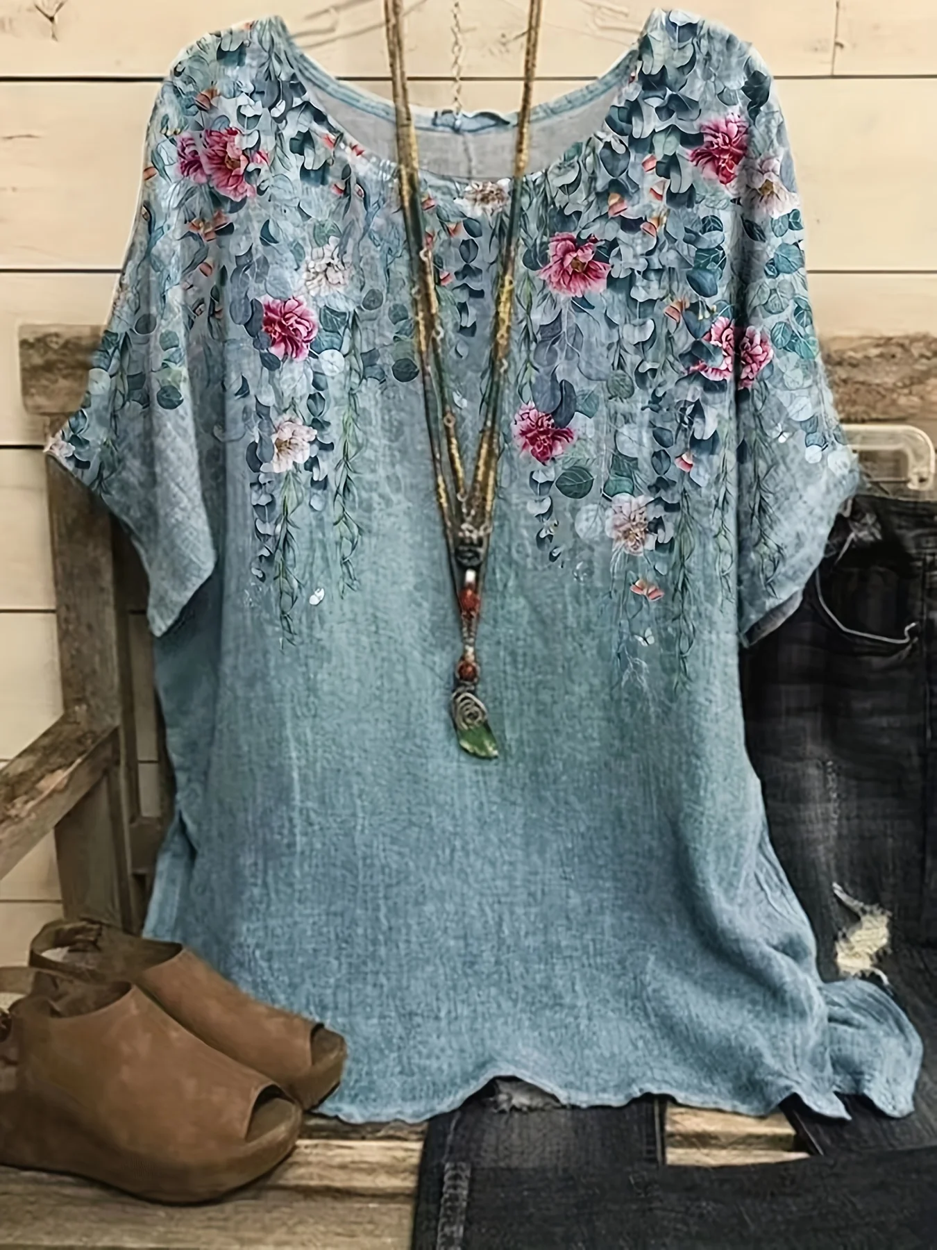 Camiseta Vintage con Estampado Floral, Manga Corta, Verano, Moderna, Textura de Flores Coloridas, Secado Rápido, Impresión 3D, Vacaciones