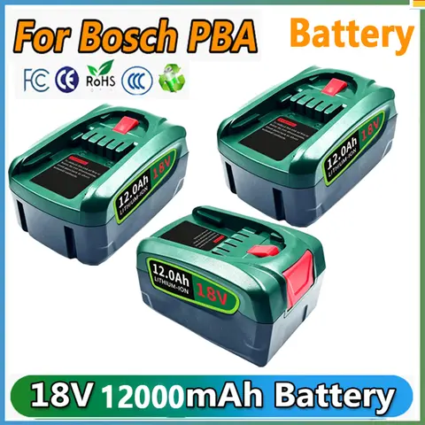 18V 12.0Ah Li-ion Replacement Battery for Bosch PBA PSB PSR Power Tools AL1880CV AL18815CV AL1810CV High Capacity Long Runtime